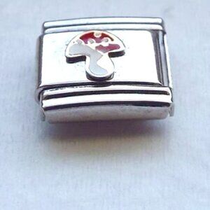 Little enamel mushroom 9mm stainless steel italian charm bracelet link new